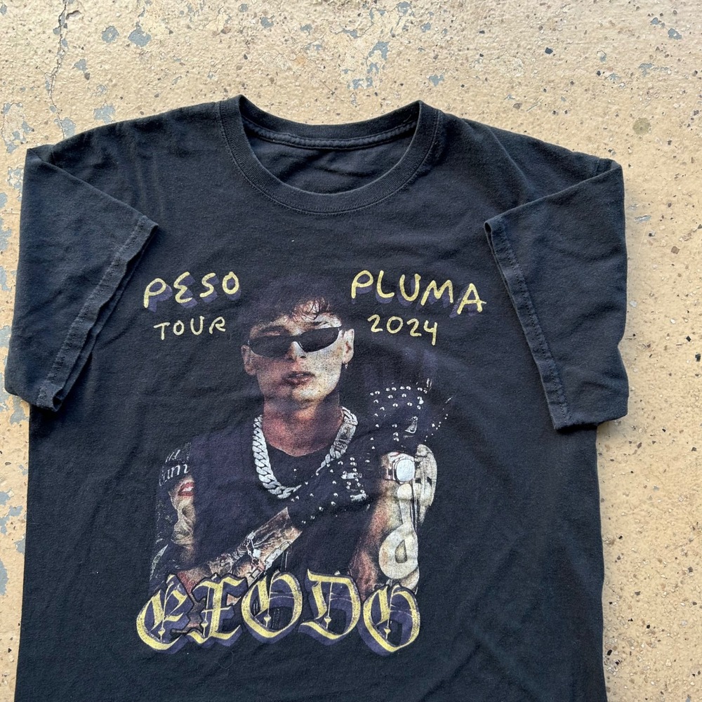 Peso Pluma Exodo Tour 2024 Concert T-Shirt Black Mens Large Graphic Tee
